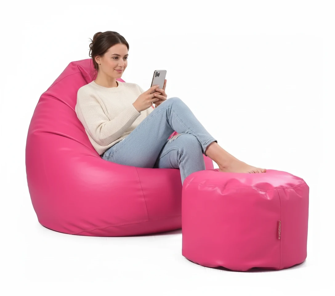 مبل شنی چرمی دو تکه صورتی