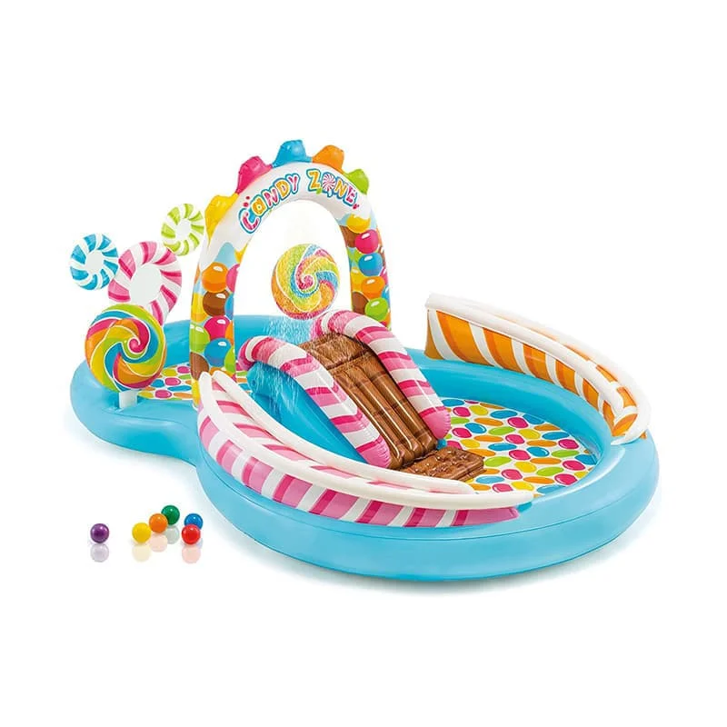 استخر بادی کودک سرسره دار طرح آبنبات Intex 57149